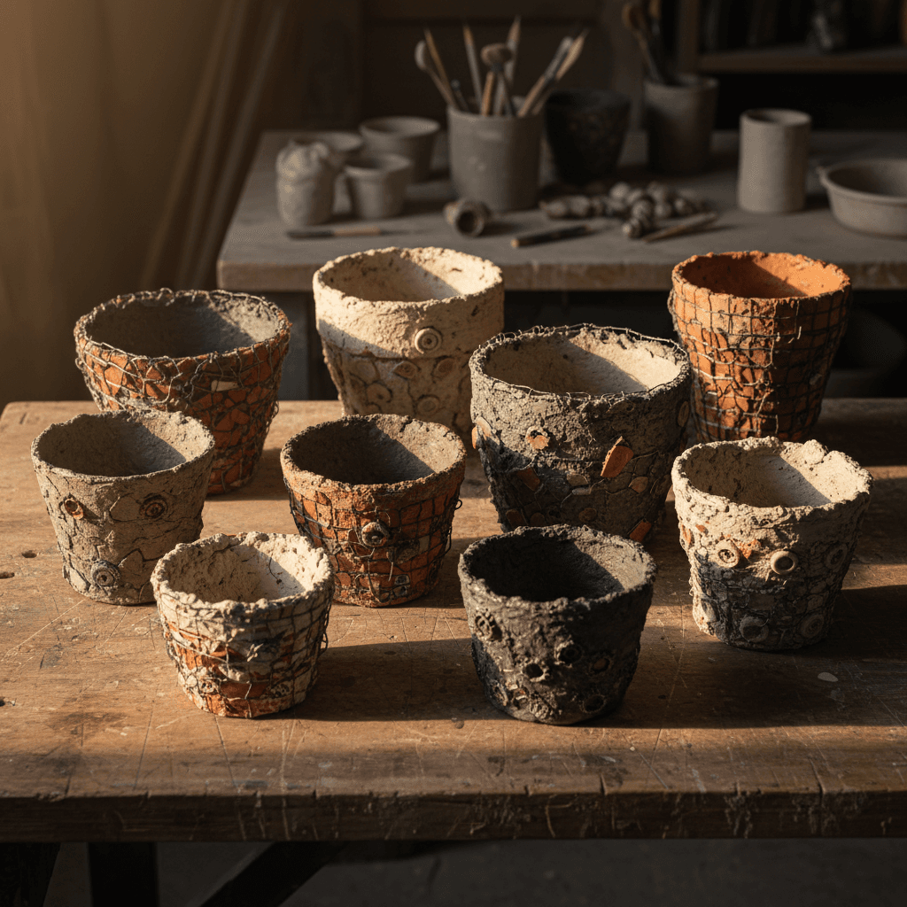 Handmade recycled plant pots