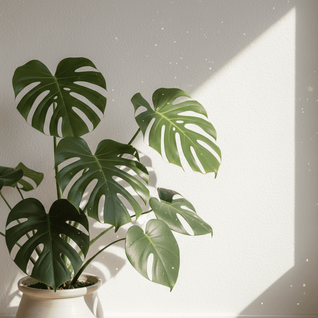 Indoor monstera plant in home environment