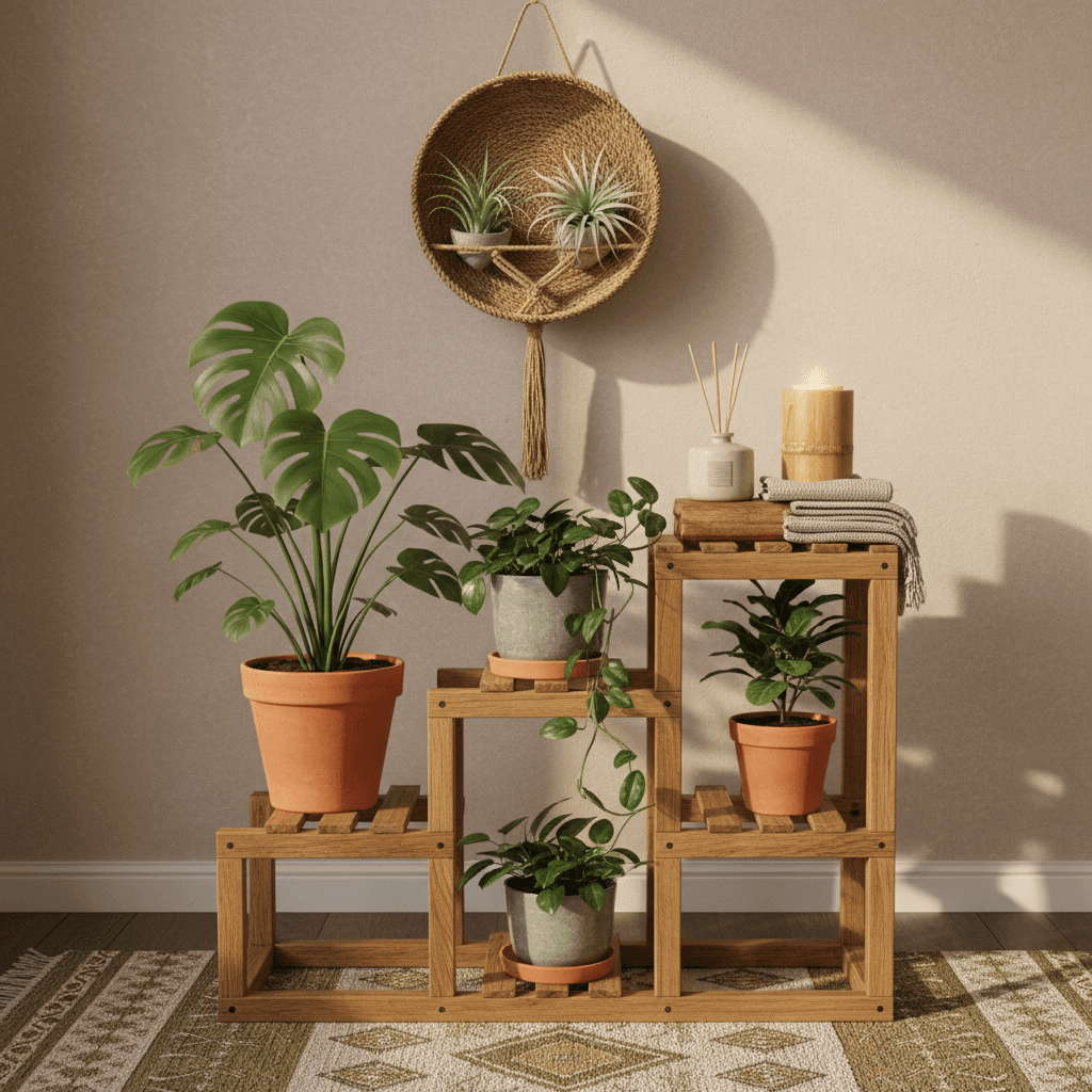 Sustainable home decor styled corner