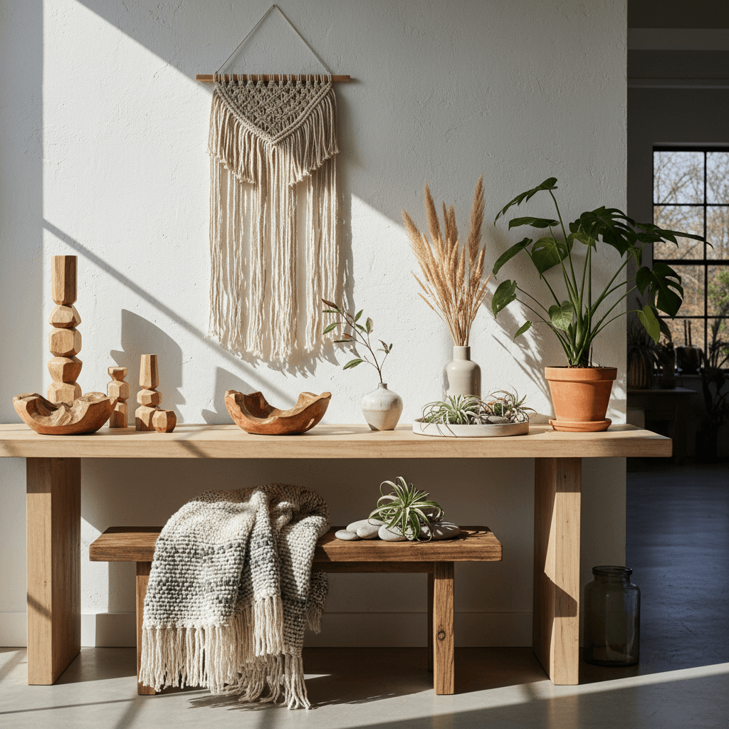 Artfully arranged sustainable home decor with natural materials