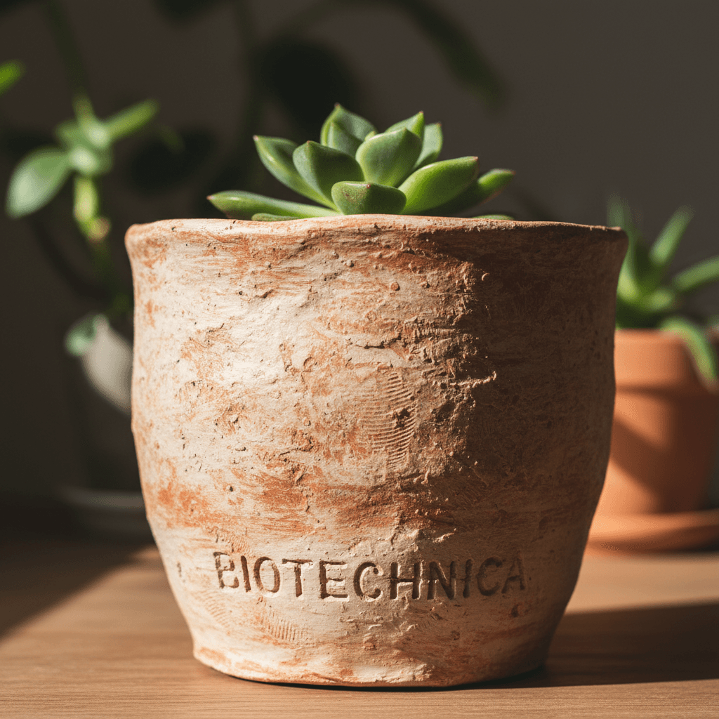 Close-up texture detail of handmade recycled ceramic pot