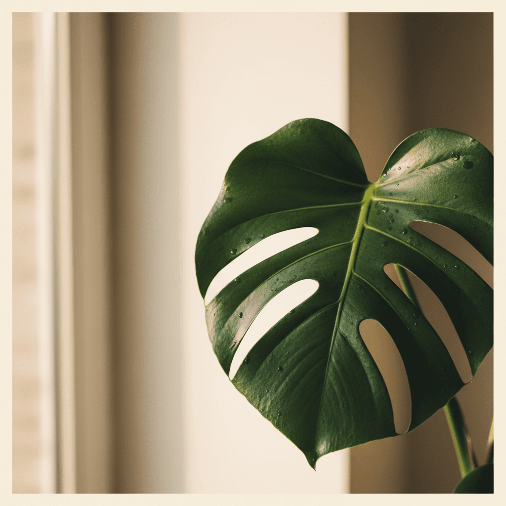Healthy monstera deliciosa with fenestrated leaves